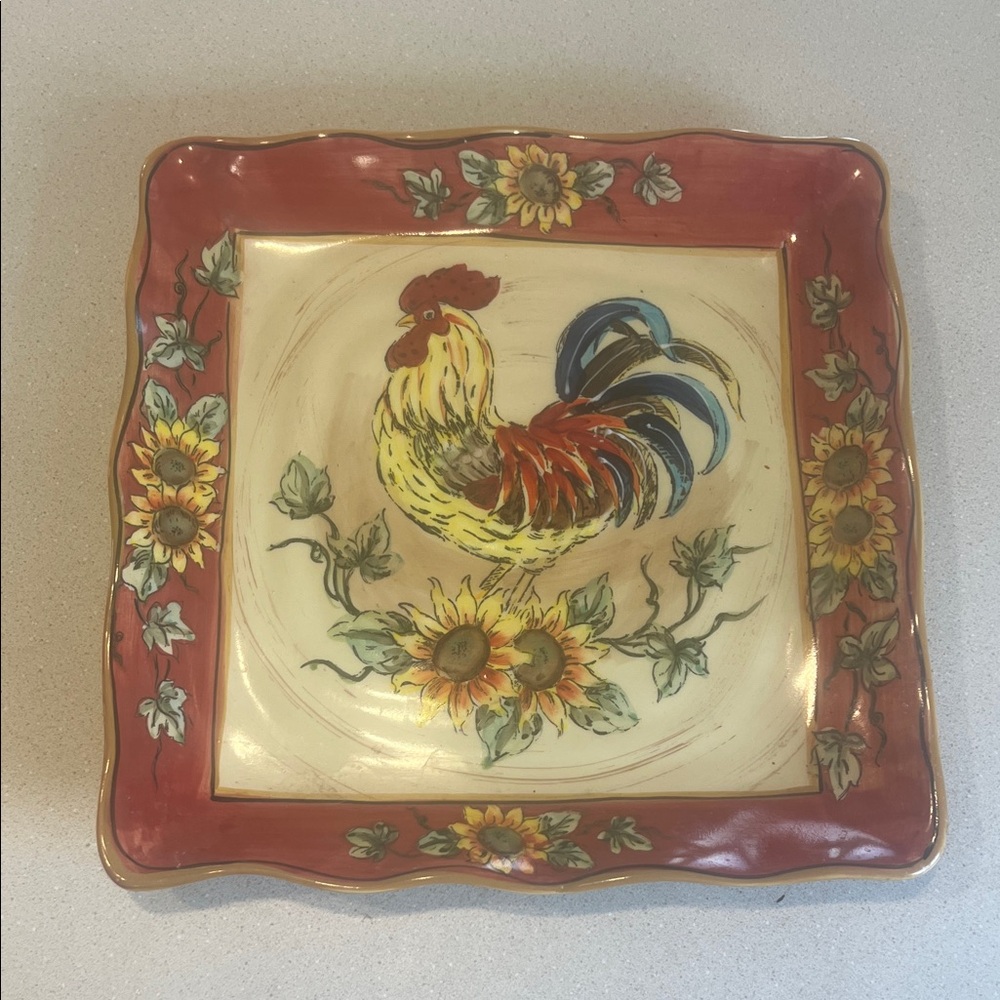 Colorful Rooster Decorative Plate